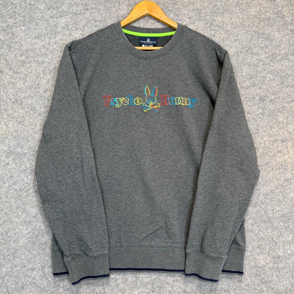 Pyscho Bunny Sweatshirt Mens 3XL Barbon Neon Glow Embroidered Storm Colorful
